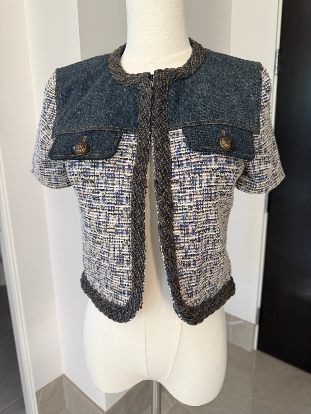 Ramy Brook Blue and White Tweed Libby jacket. Excellent Condition